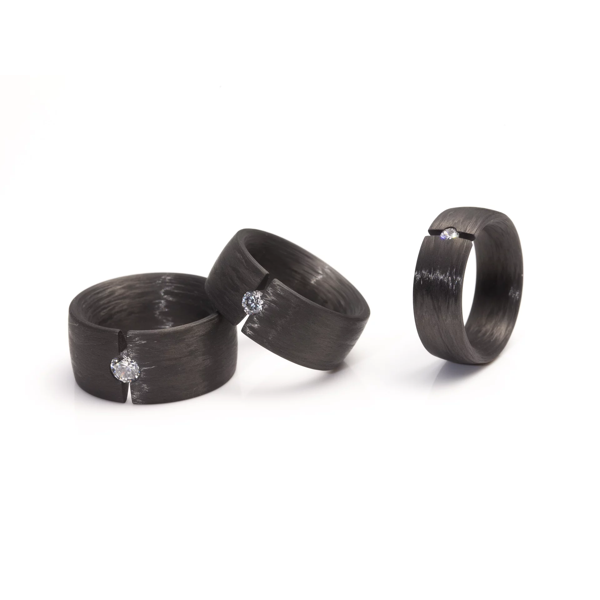 Carbonringe Diamant drei Stück