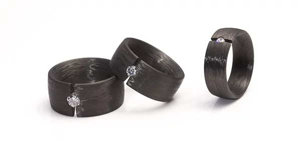 Carbonringe Diamant Set schwarz
