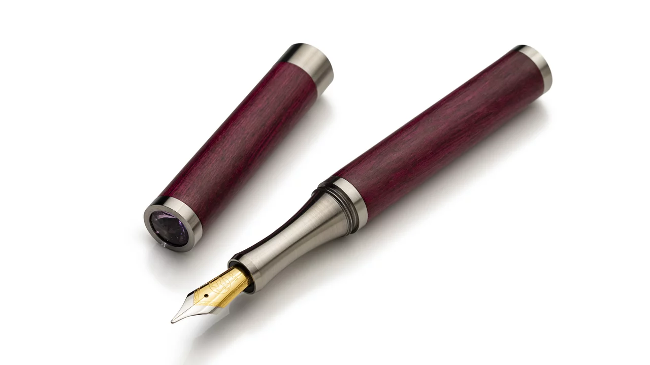 Füllfederhalter Holz Amethyst Kappe