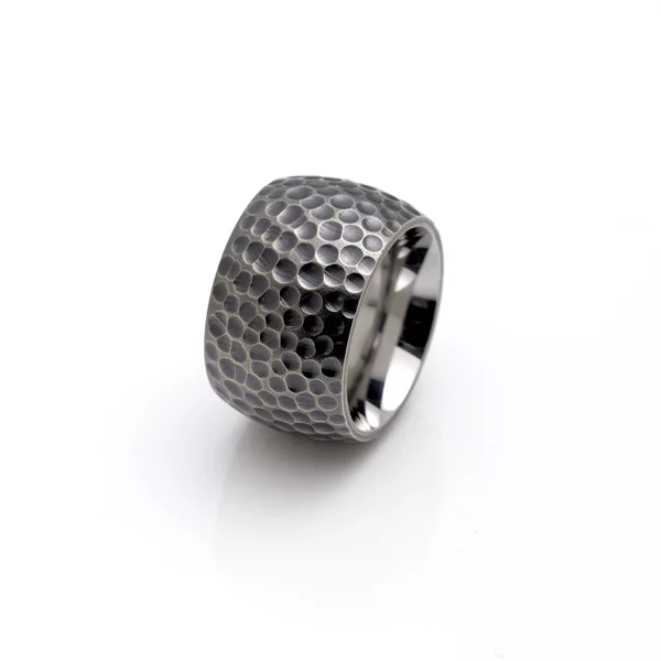 Ring gehämmert Gunmetal Silber Innen