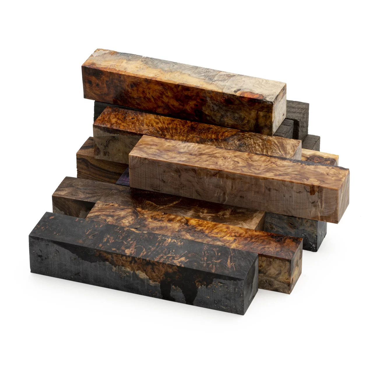 Stabilisiertes Holz Rohlinge mehrfarbig Stapel