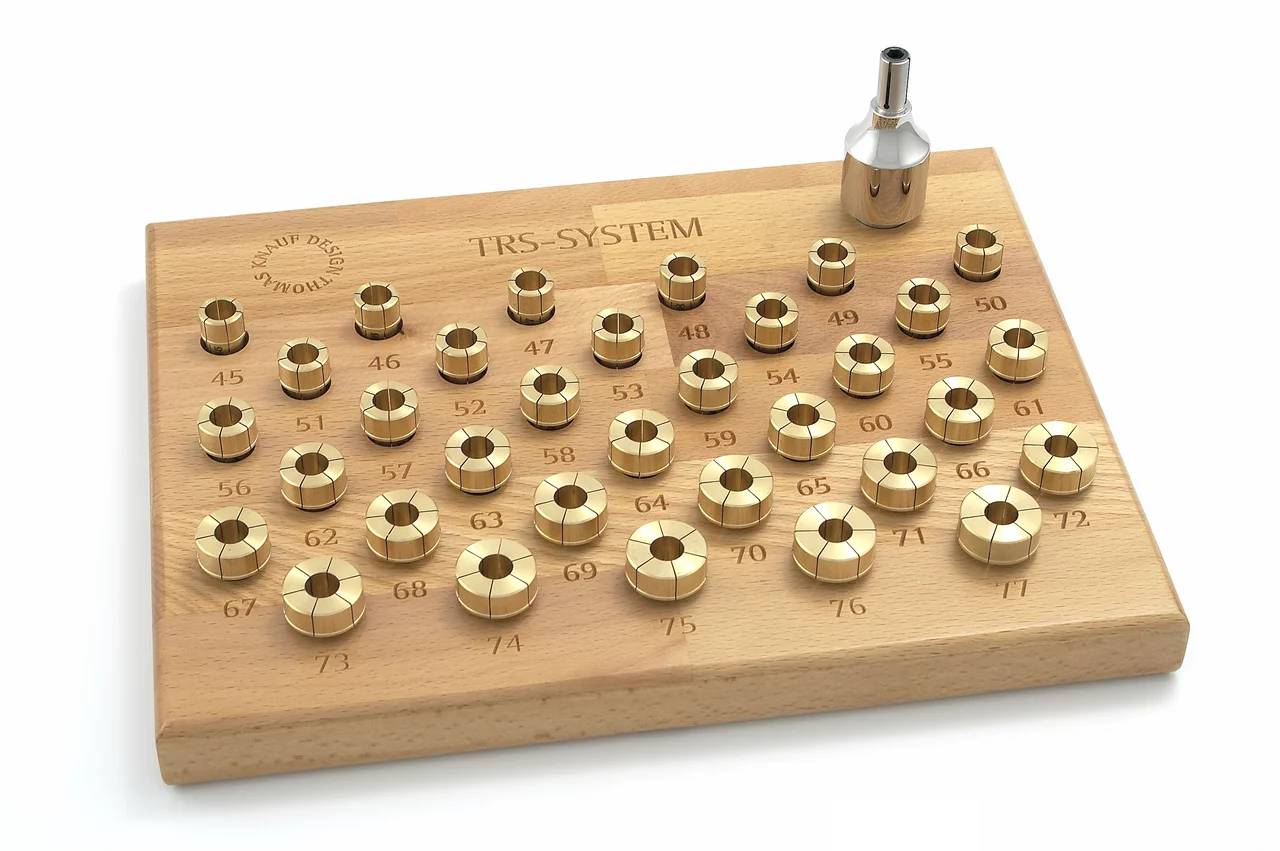 TRS-Spannzangen Set Holzbrett Messing