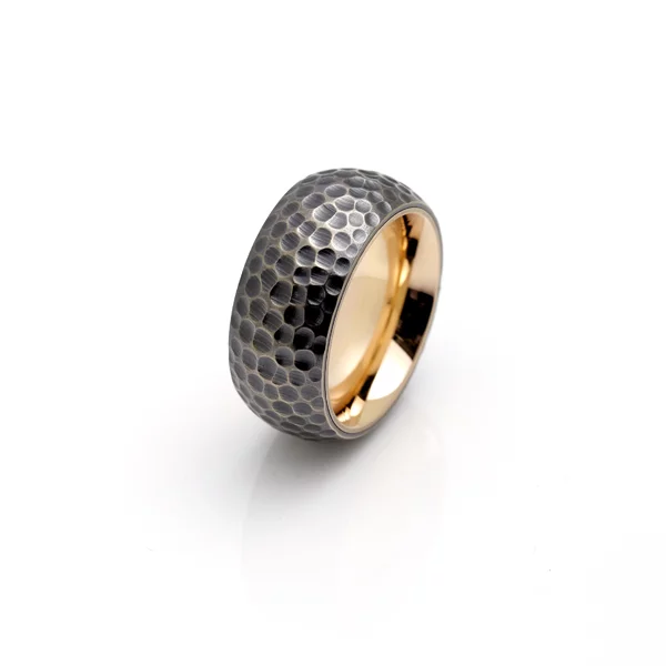 Vario-Ring Hammerschlag schwarz Gold